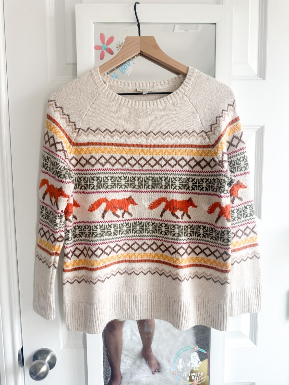 Talbots Size SP Small Petite Fox Fair Isle Novelty Critter Sweater